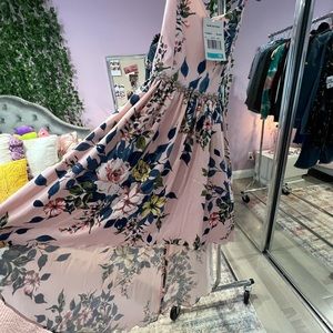 Girls High Low floral dress with rhinestone waist embellishment Brand New Sz 16